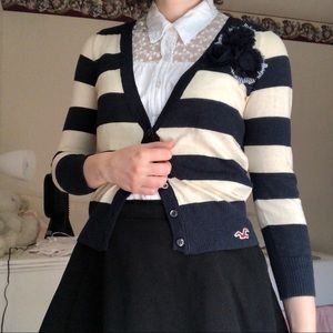 Hollister Striped Cardigan with Flower